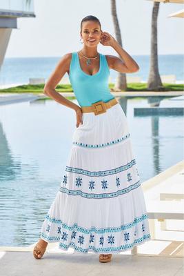 Mirror Embellished And Embroidered Maxi Skirt