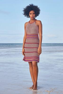Metallic Crochet Striped Dress