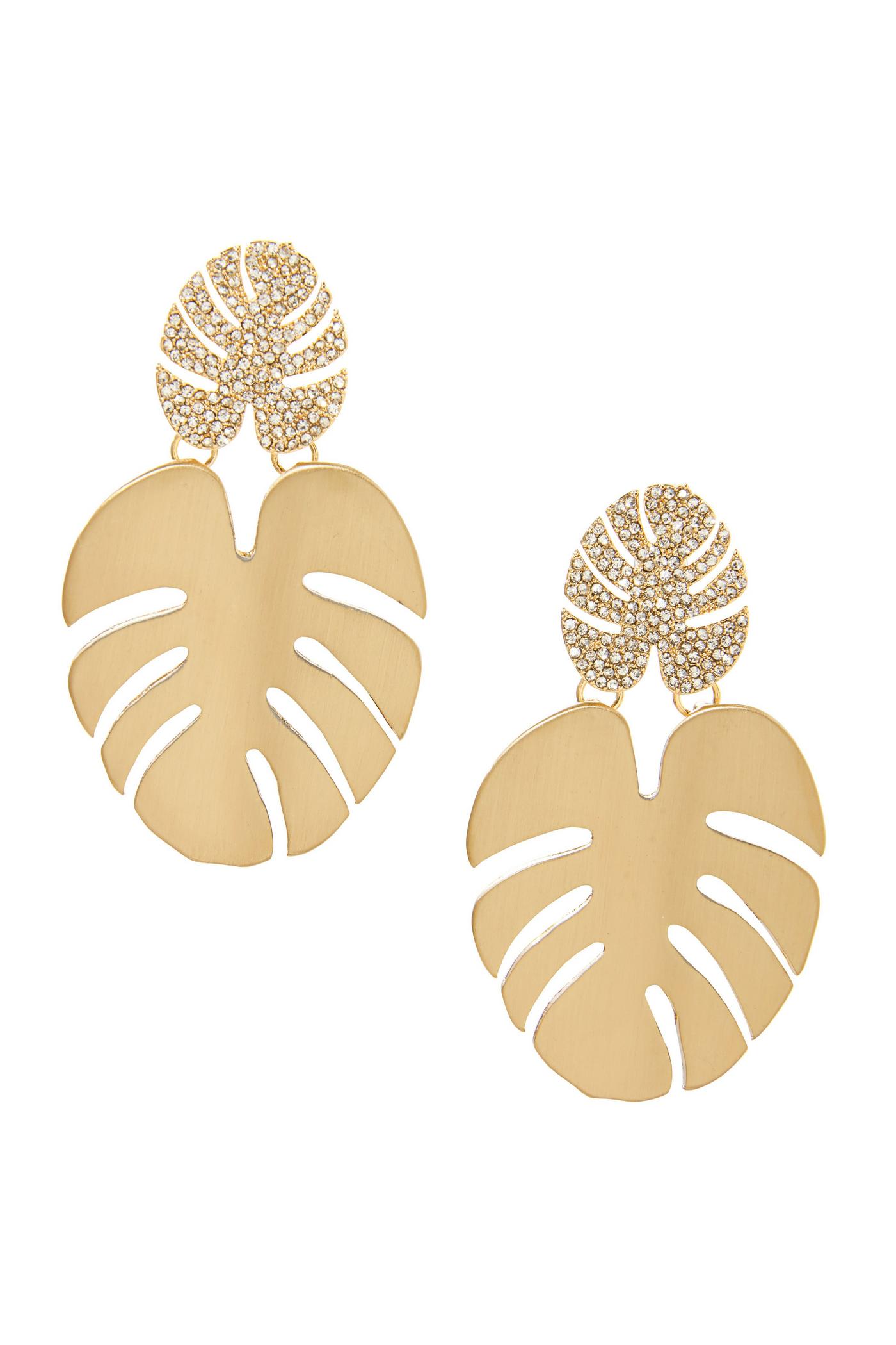 Palm Leaf Earrings Gold