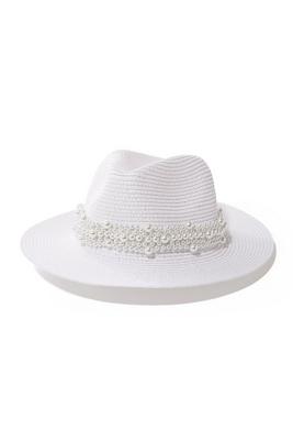 Pearl Trim Fedora Hat