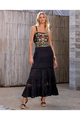 Sequin And Embroidered Lace Inset Maxi Dress