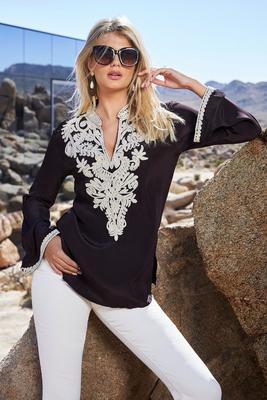 Embroidered Detail Tunic Top