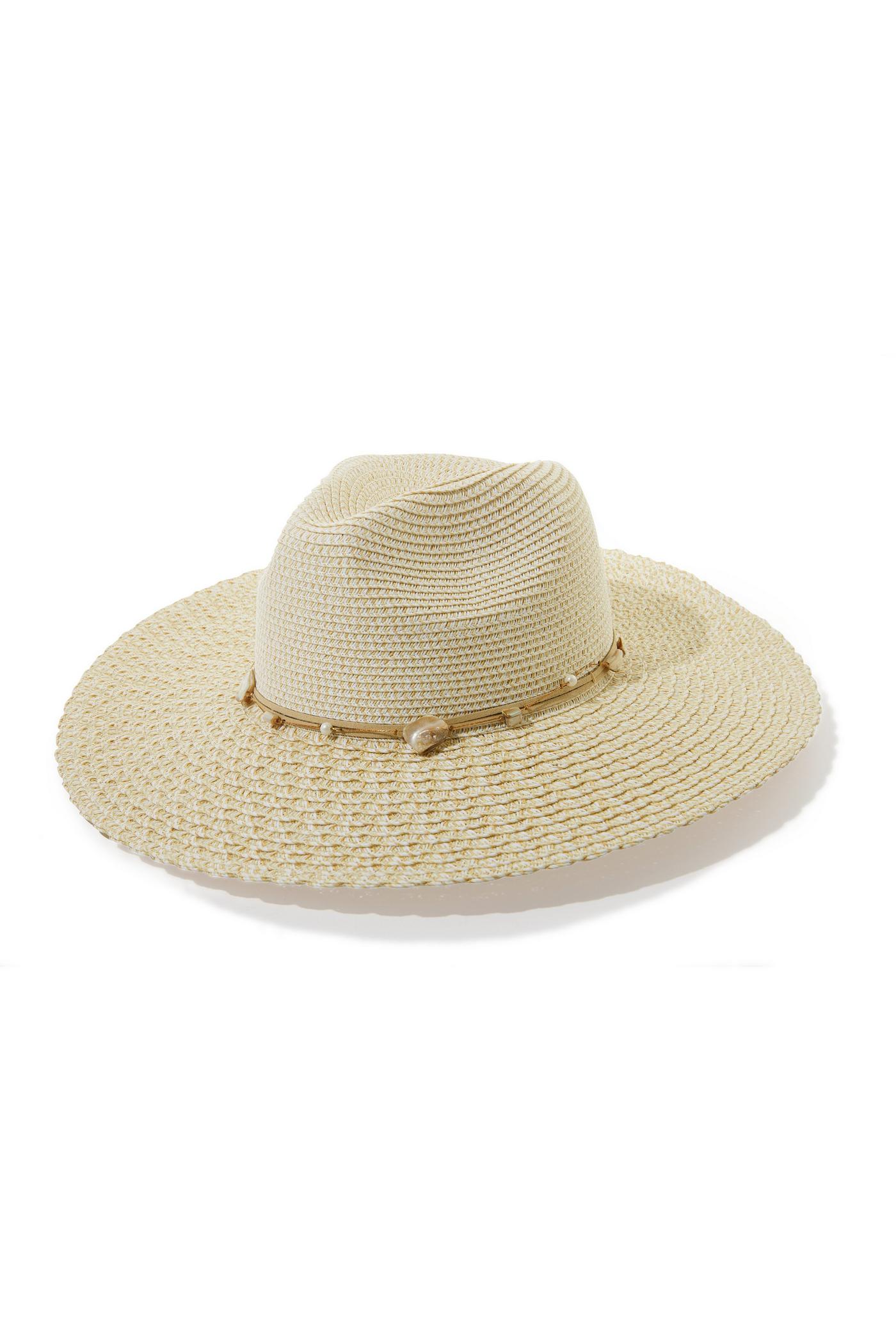 Shell Wide Brim Hat Off White