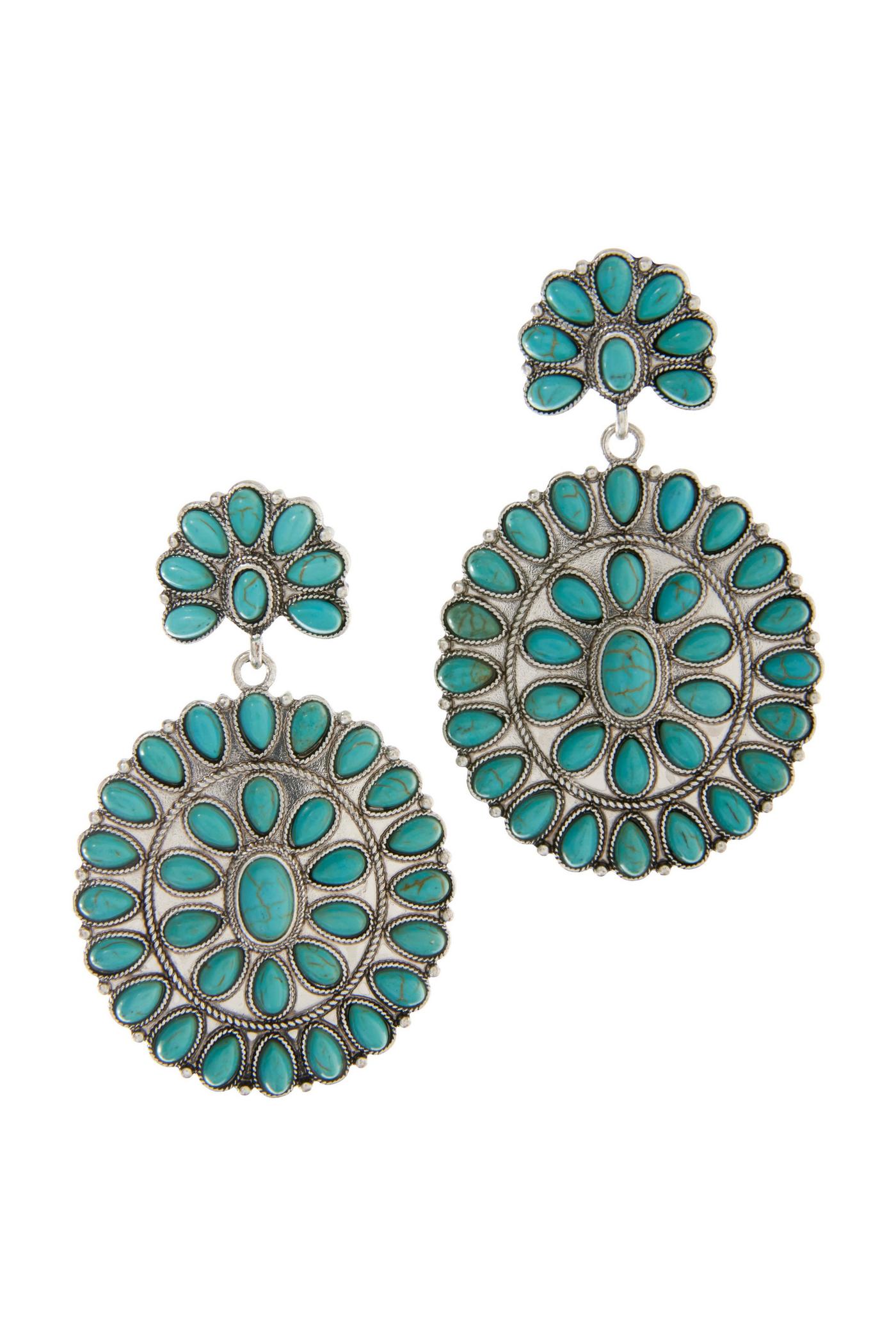 Turquoise Statement Earrings Blue Multi