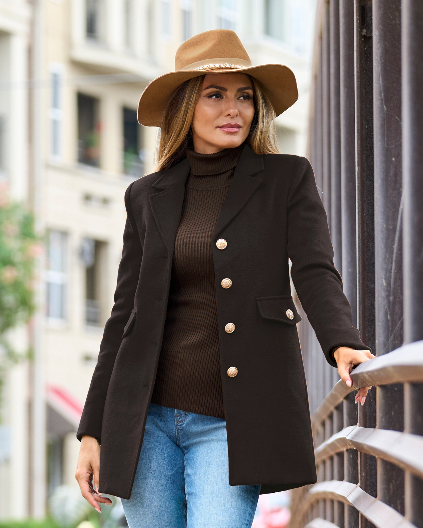 Classic Tailored Coat Chocolate Brown