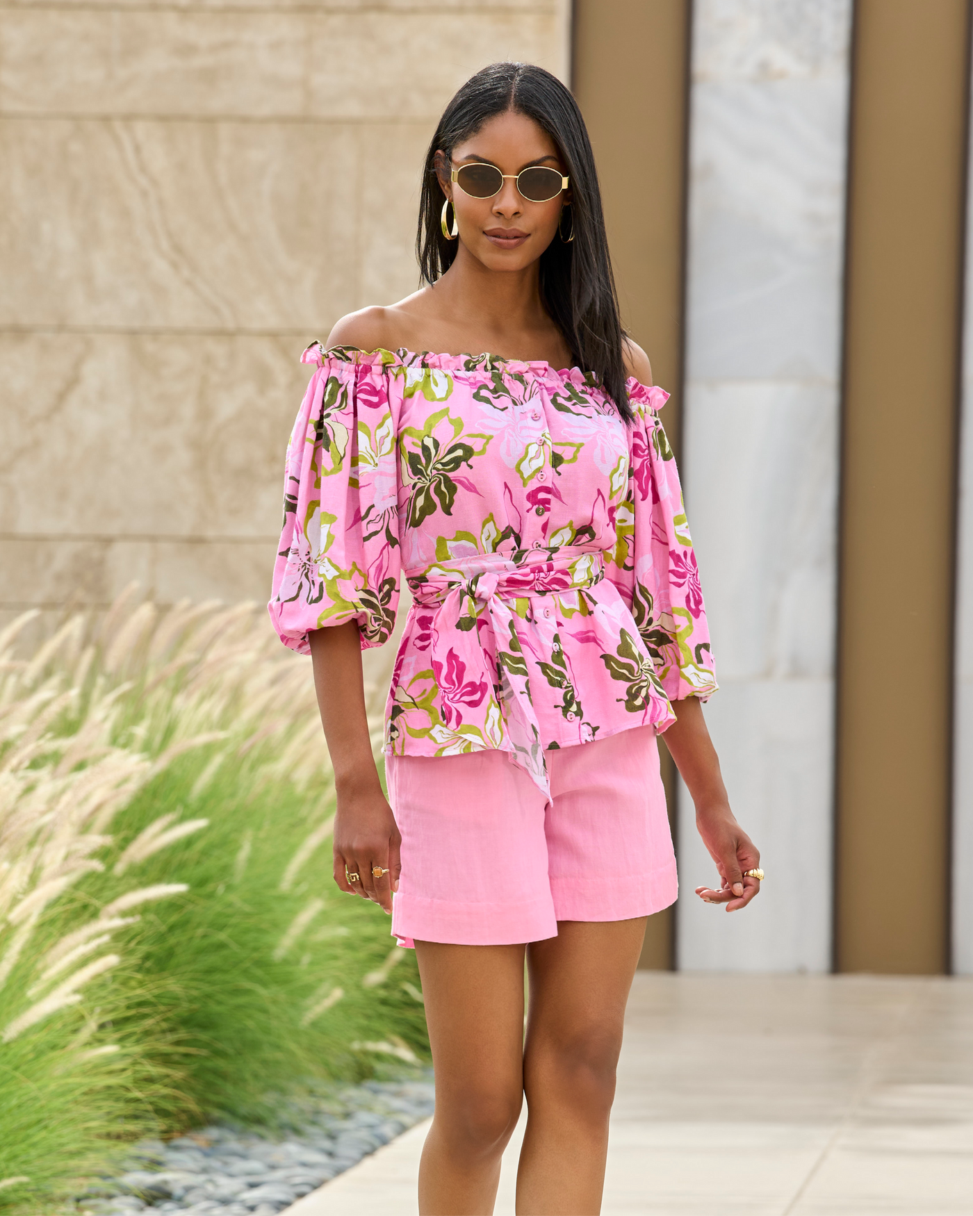 Effortless Pull-On Linen Short Sachet Pink