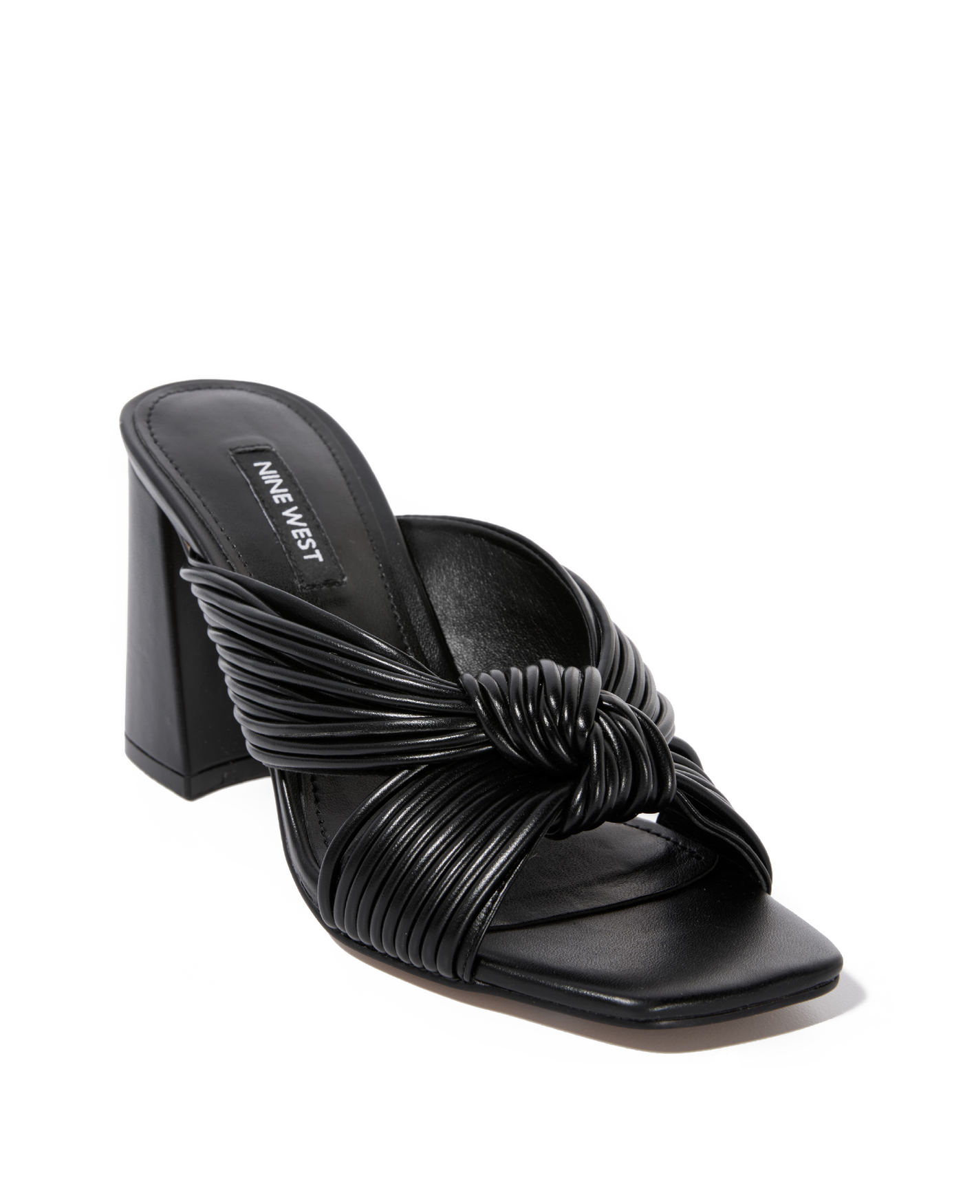 Knotted Block Heel Sandal Black
