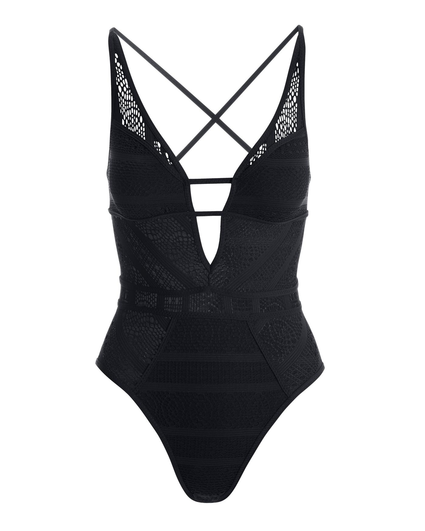Plunge Crochet One Piece - Black – Boston Proper