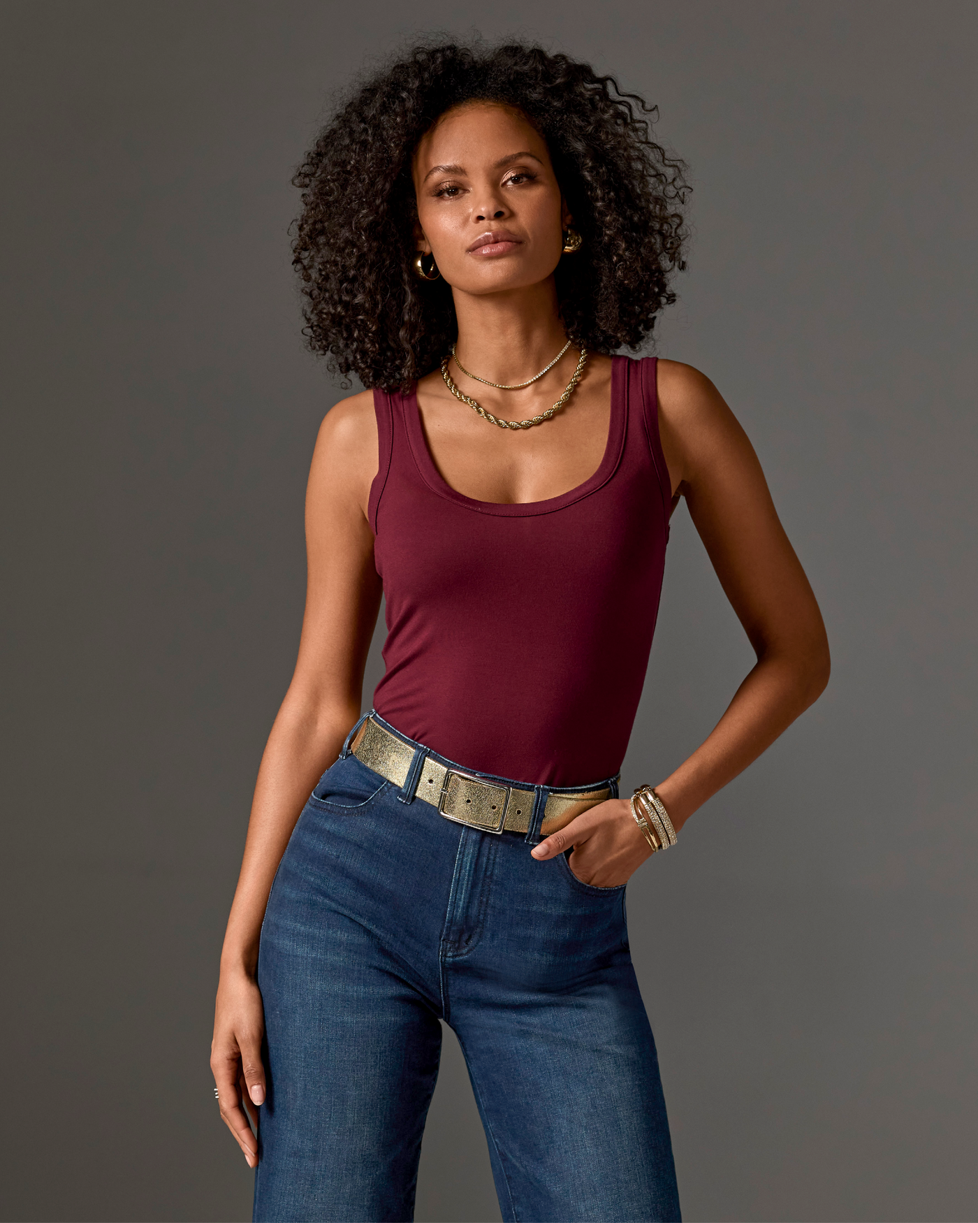 So Effortless Scoop-Neck Tank Top Black Cherry