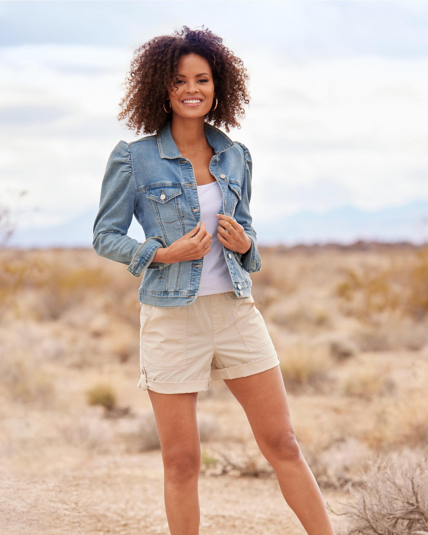 Pull On Cuffed Casual Short Stone