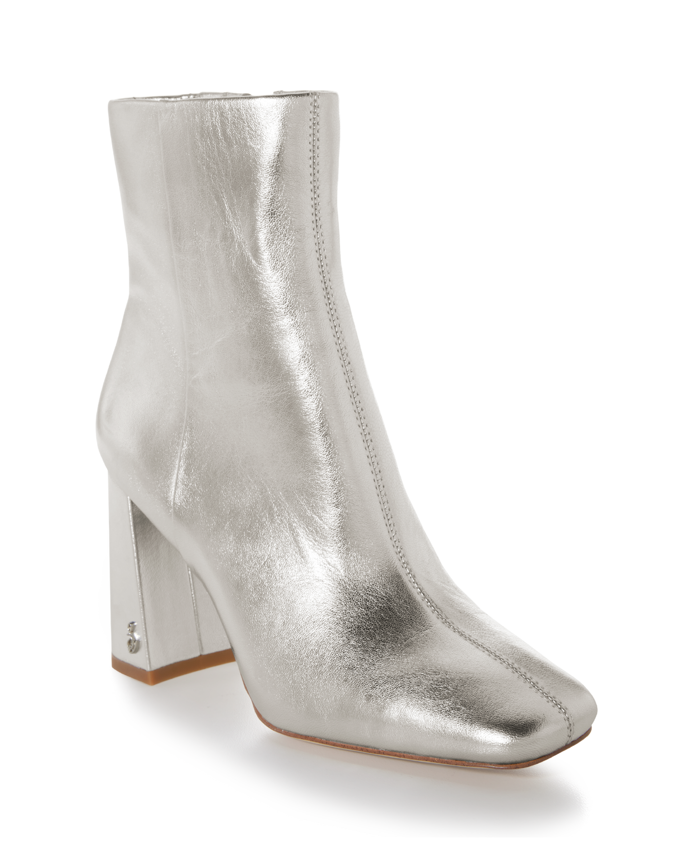 Square Toe Heeled Bootie Silver