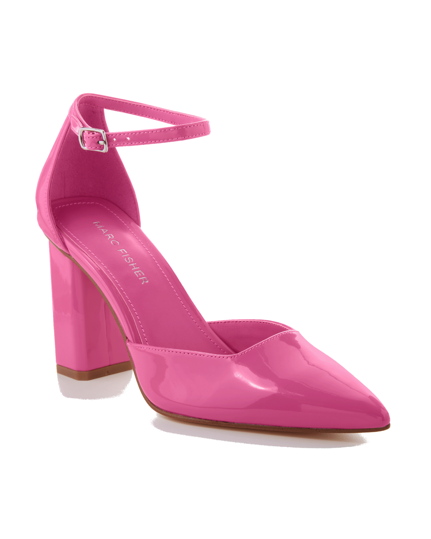 Pointed Toe Metallic Ankle Strap Heel Pink