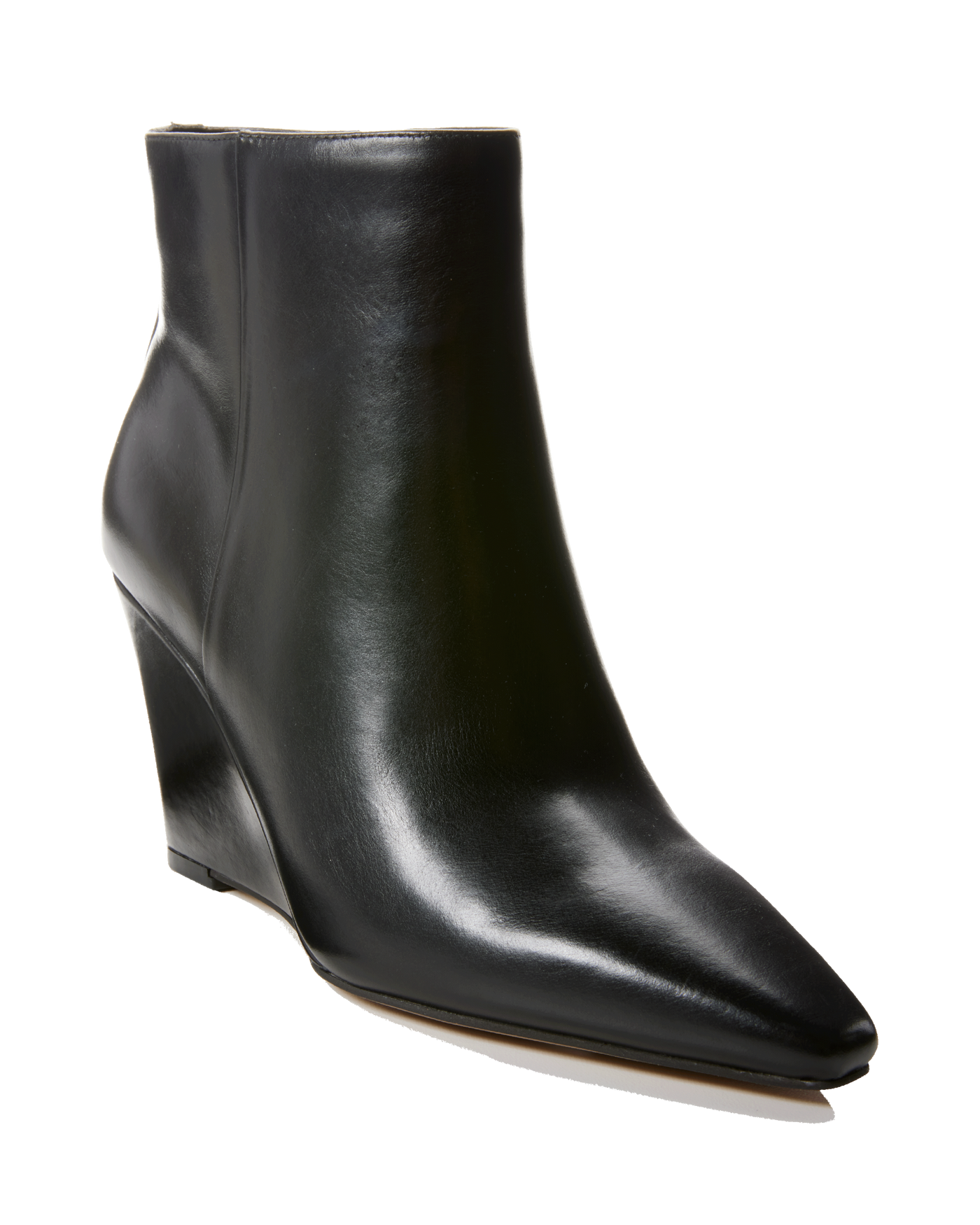 Leather Wedge Bootie Black