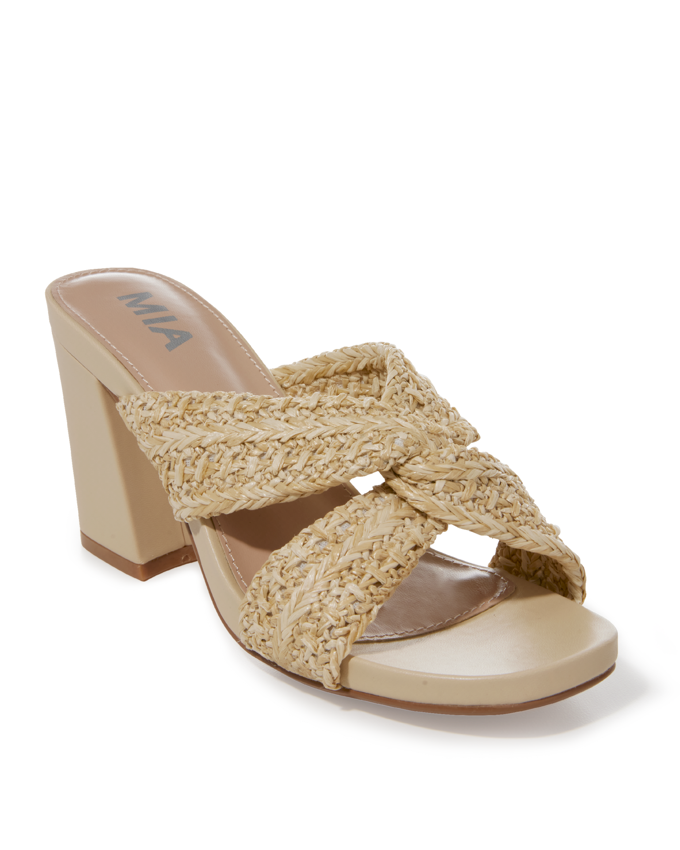 Raffia Twist Block Heel Natural