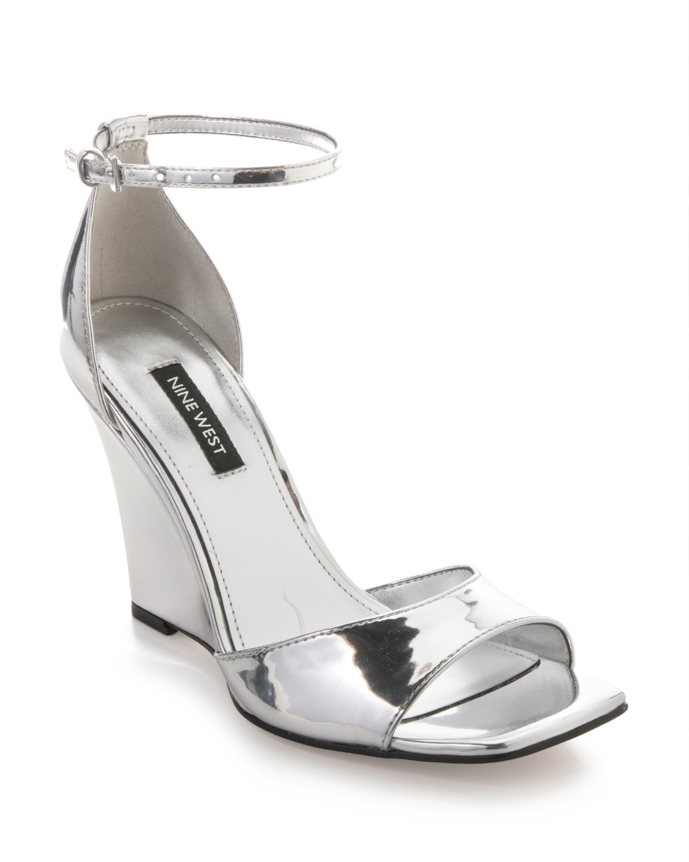 Ankle Strap Wedge Silver
