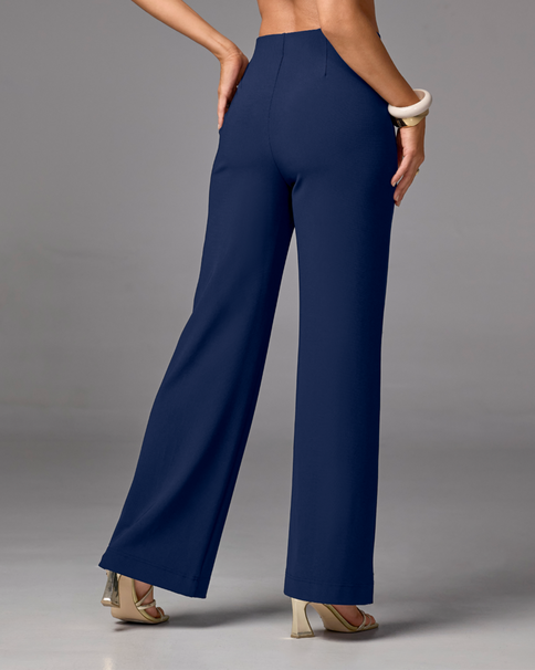 Beyond Travel High Rise Palazzo Pant Maritime Navy