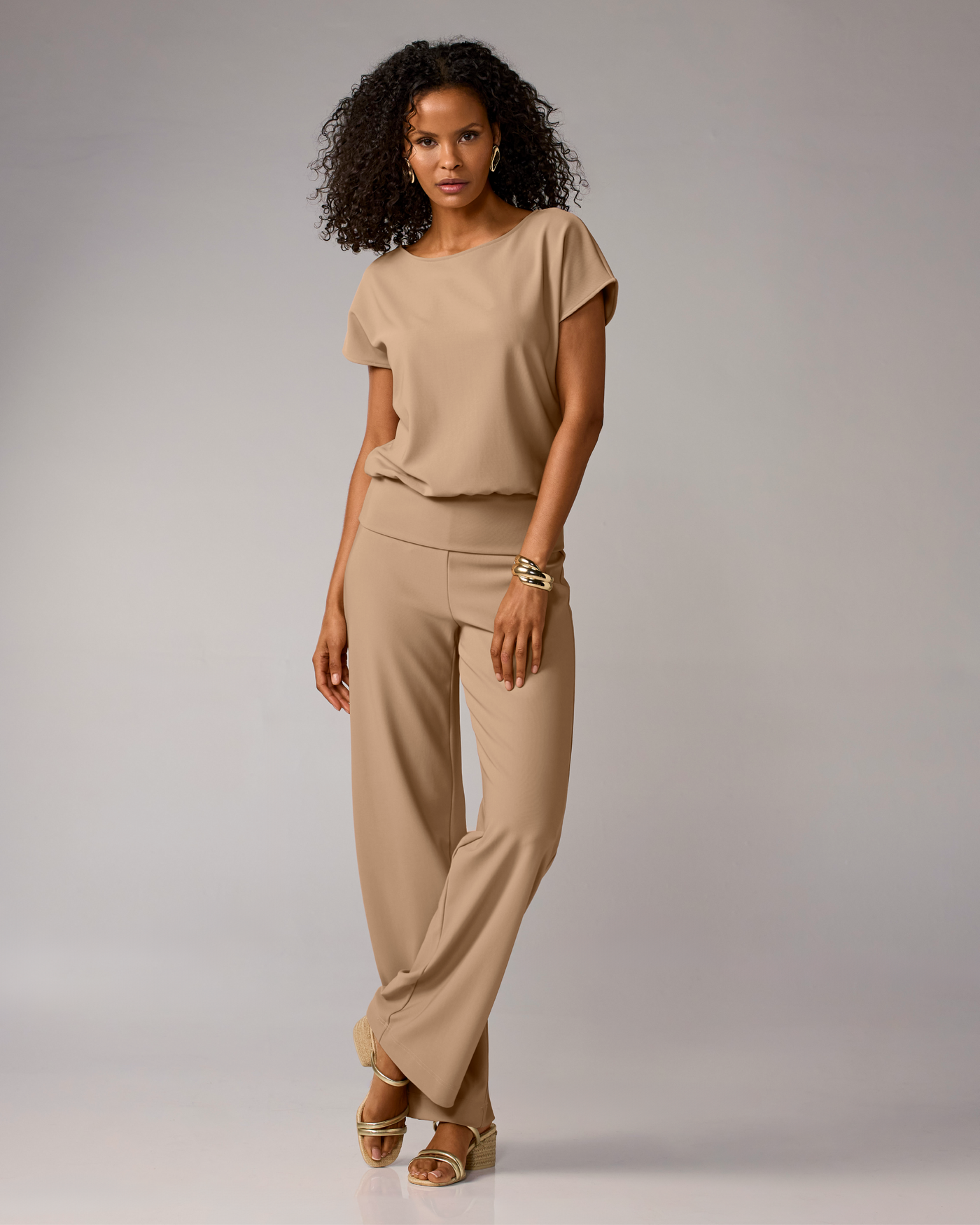 Beyond Travel High Rise Palazzo Pant Natural