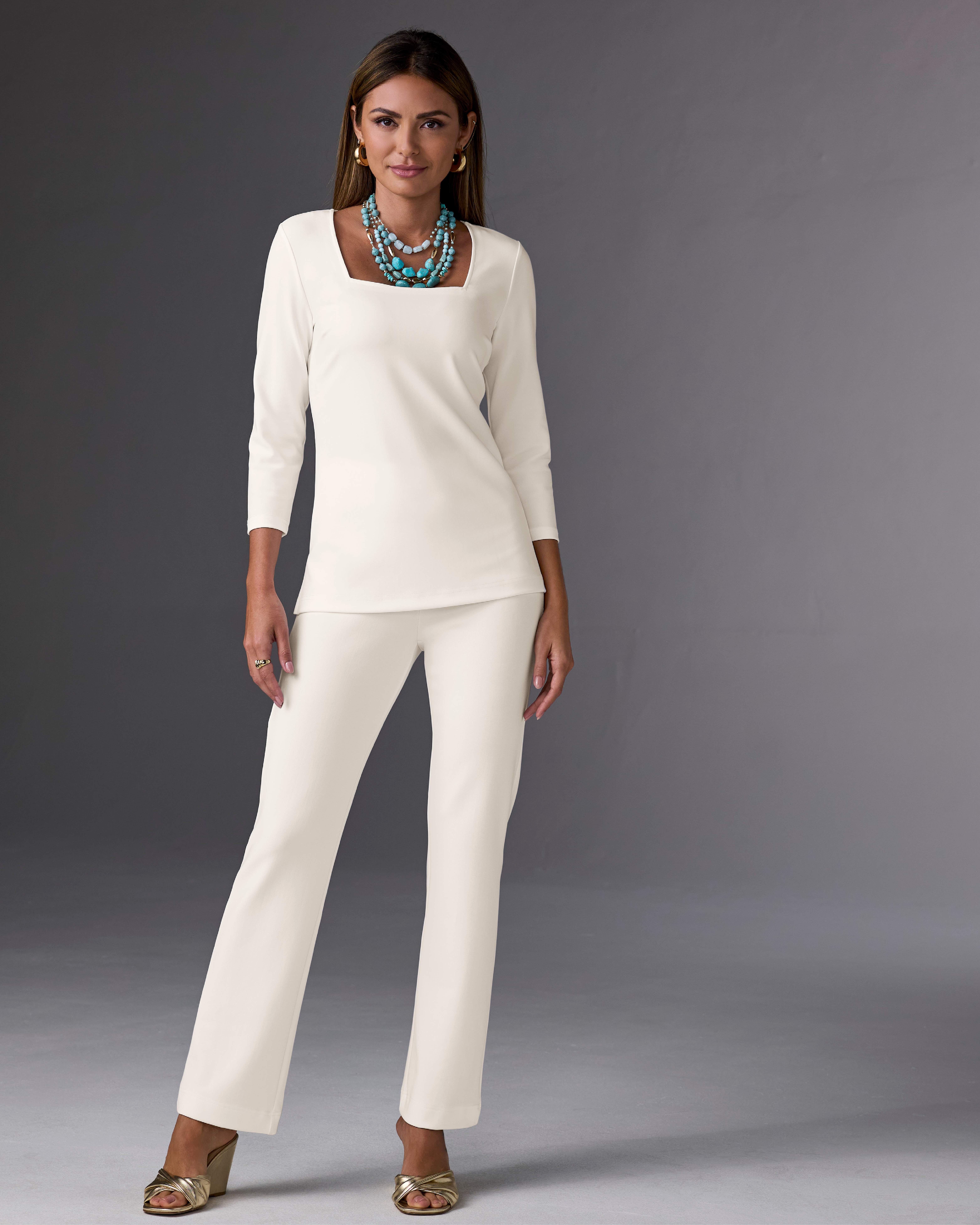 Boston Proper - Ivory Coast White - Beyond Travel High Rise Pant - Large/Regular