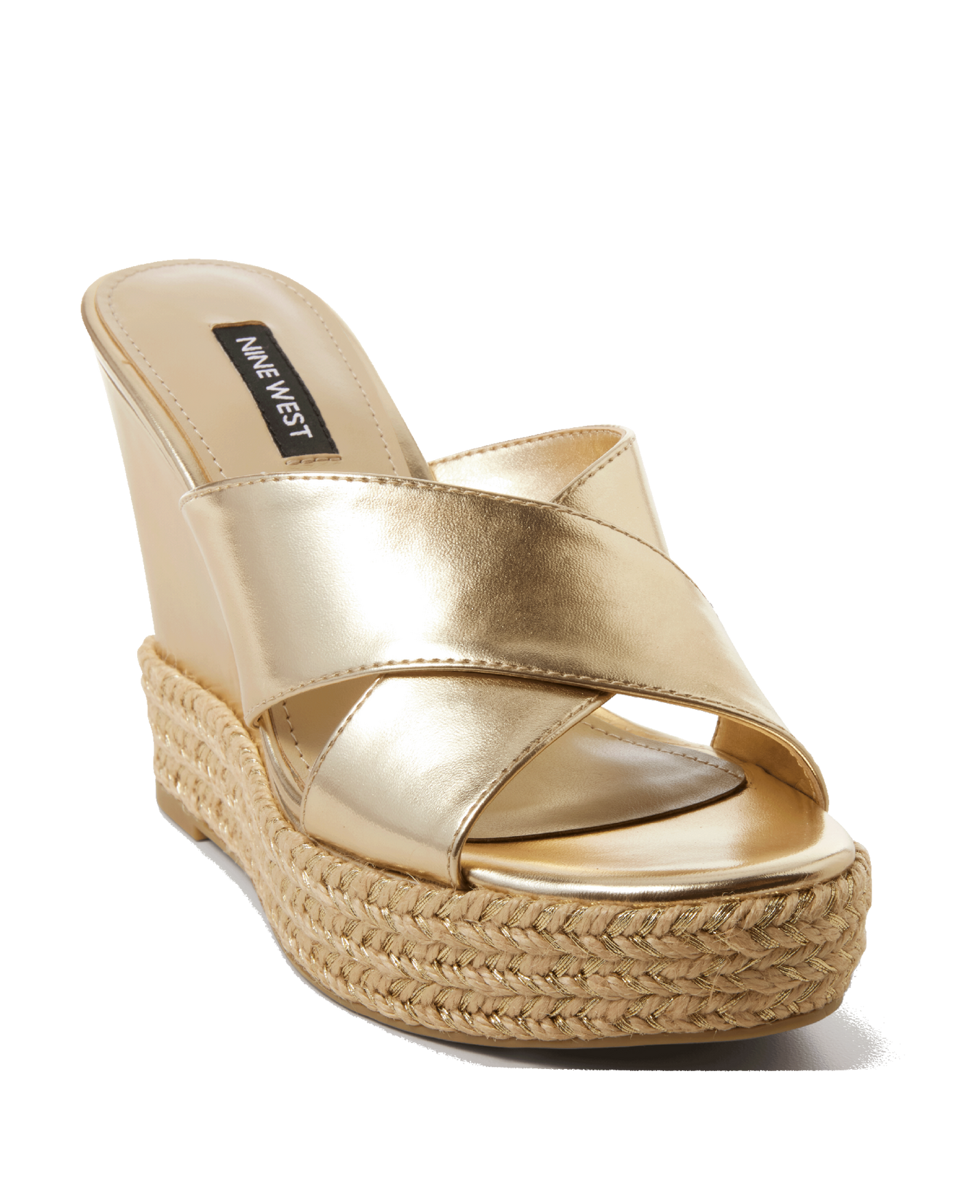 Metallic Criss Cross Slide Wedge Gold