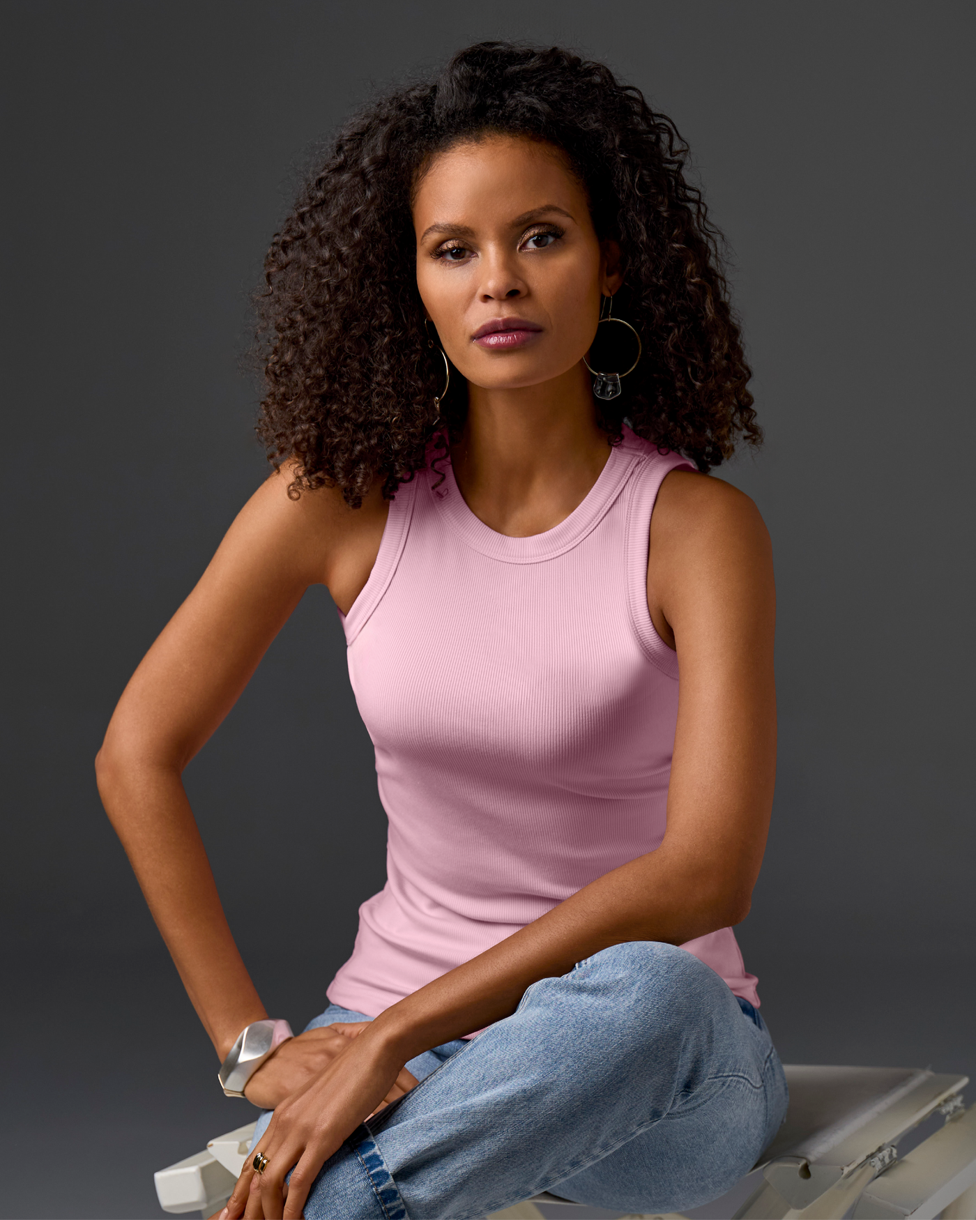 So Essential Ribbed High Neck Top Roseate