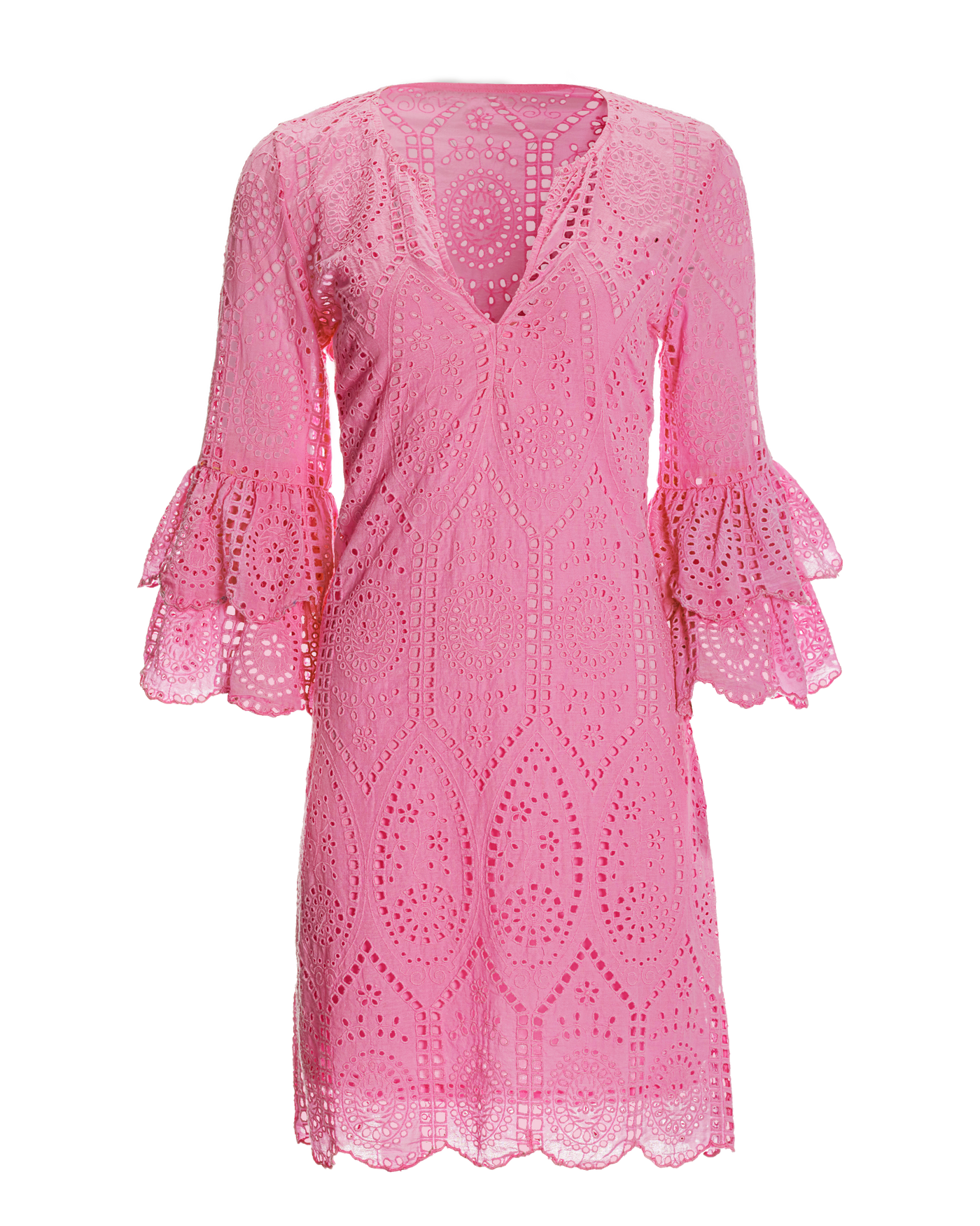 Eyelet Tiered Sleeve Tunic Dress - Begonia Pink – Boston Proper