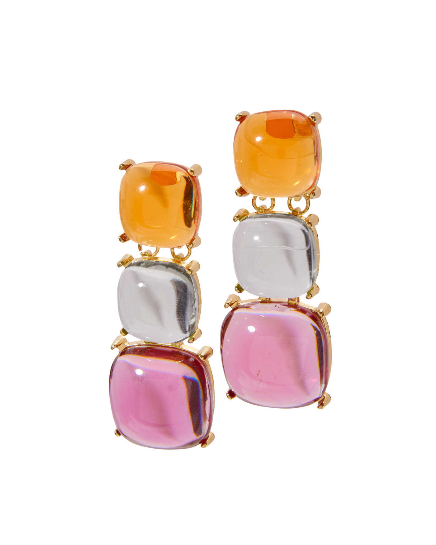 Multi Color Gem Drop Earrings Multi