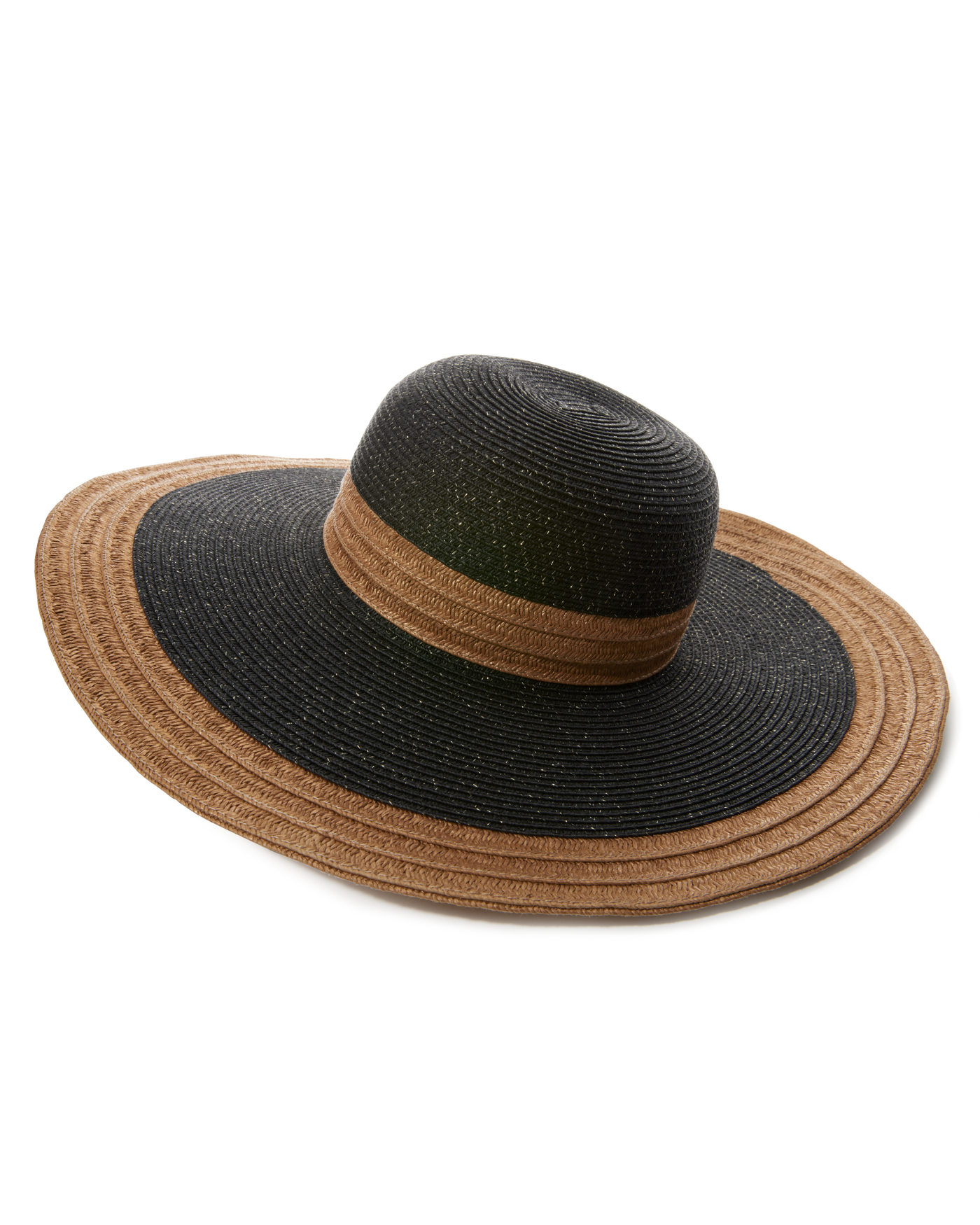 Shimmer Floppy Straw Hat Black/Gold