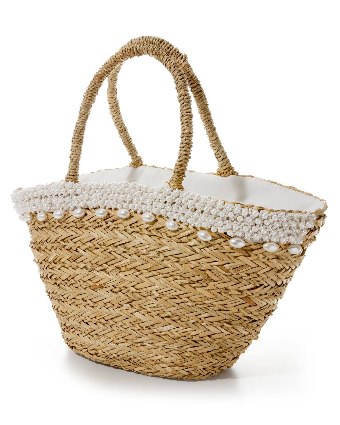 Pearl Straw Handbag Natural/White