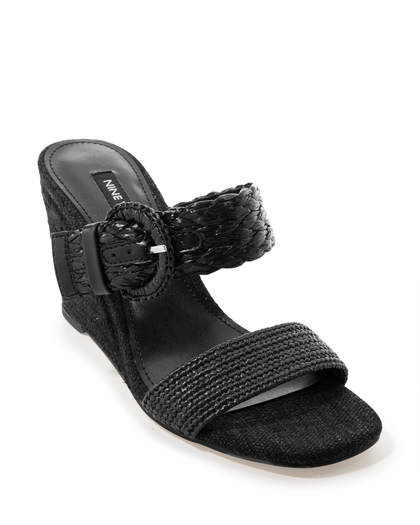 Raffia Buckle Detail Wedge Black
