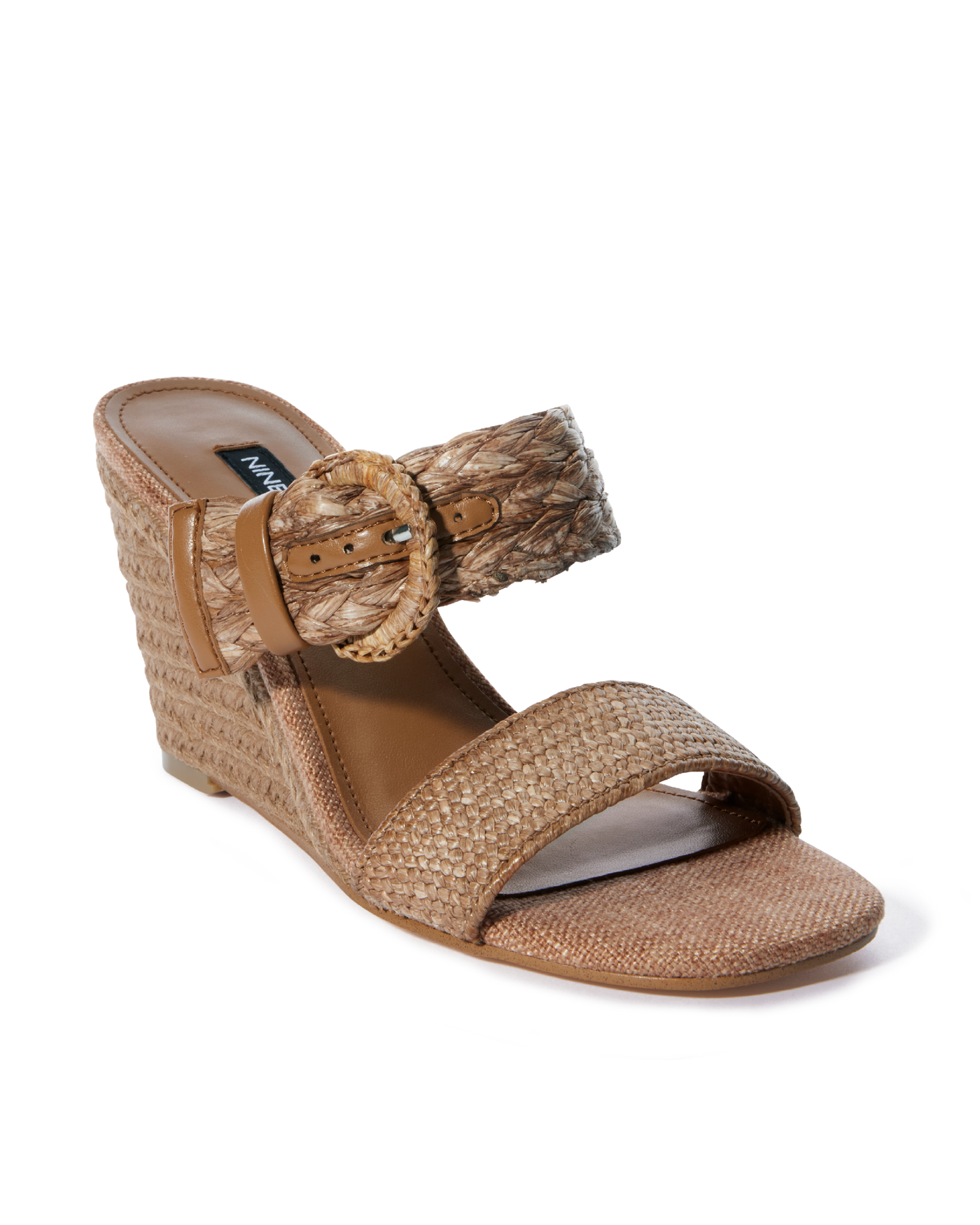 Raffia Buckle Detail Wedge Tan