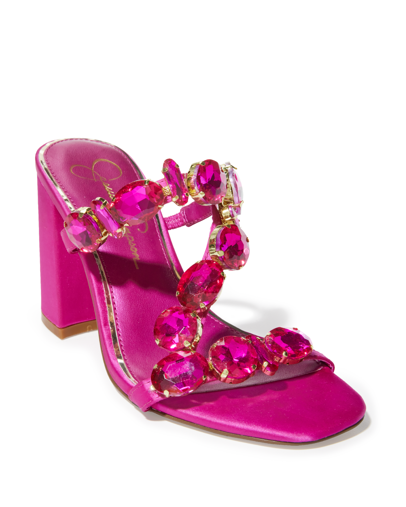Oversized Gem Block Heel Pink