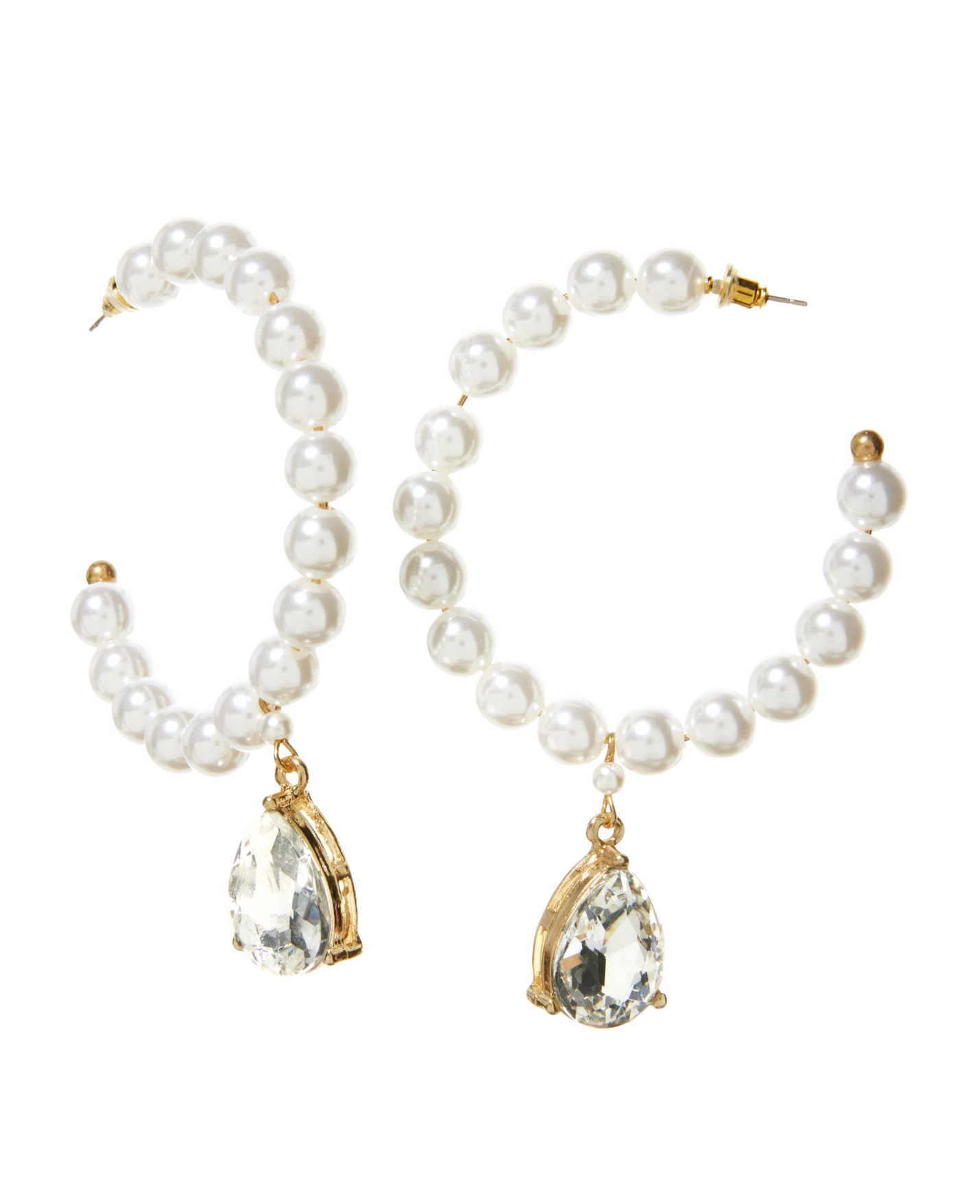 Pearl Gem Hoop Earring White