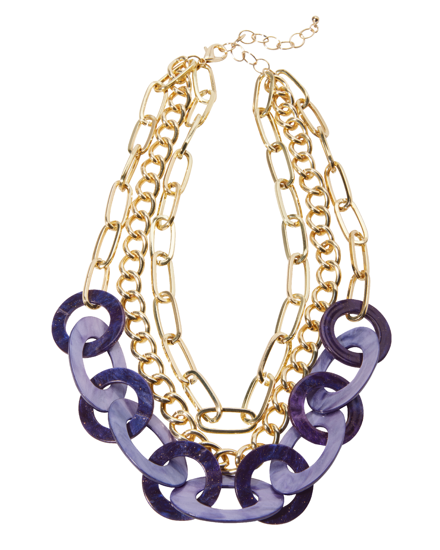 Layered Resin Chain Necklace Purple Multi