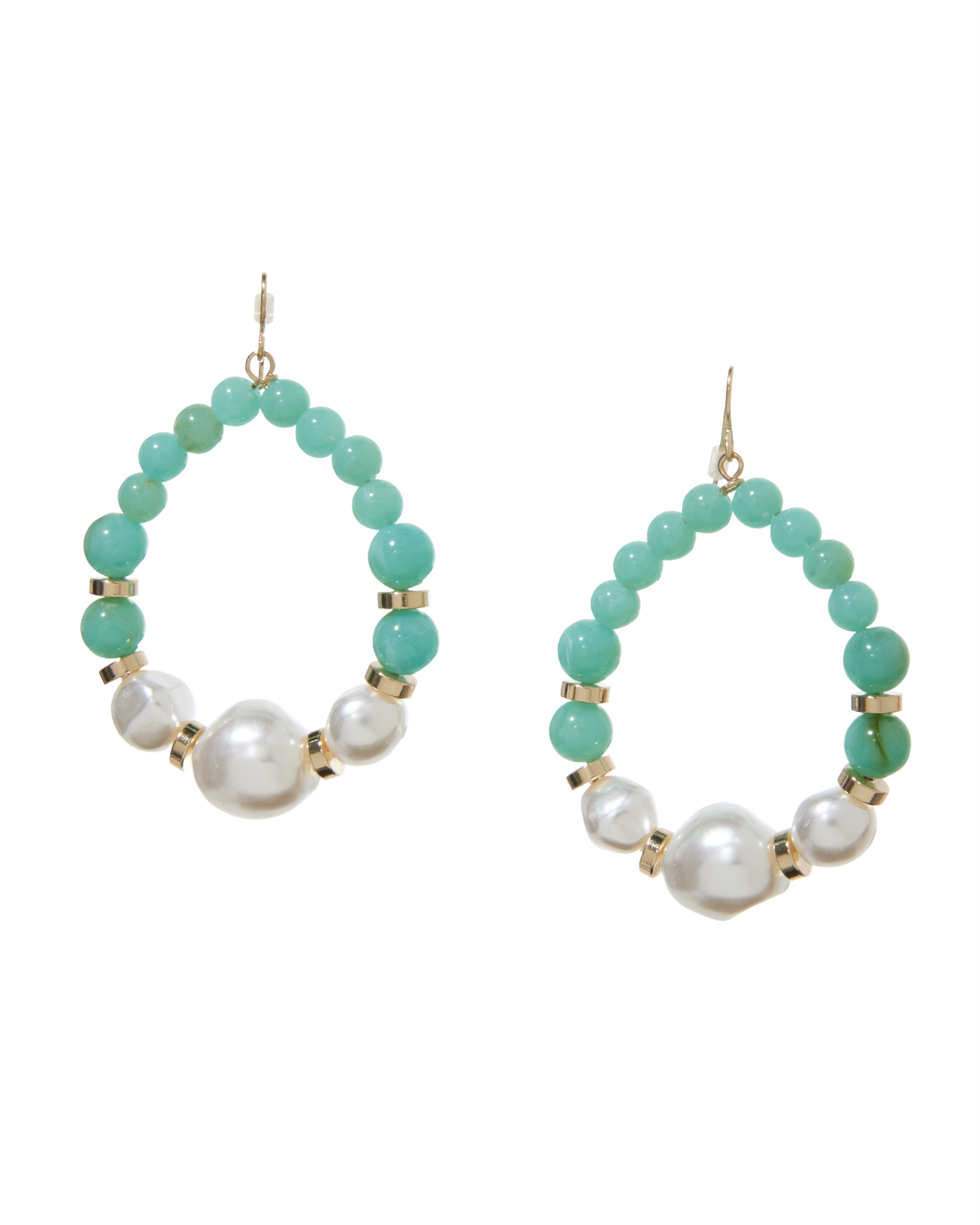Pearl And Stone Hoop Earring White/Turquoise