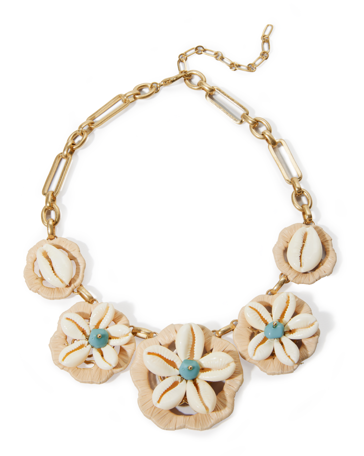 Statement Shell and Raffia Necklace Natural