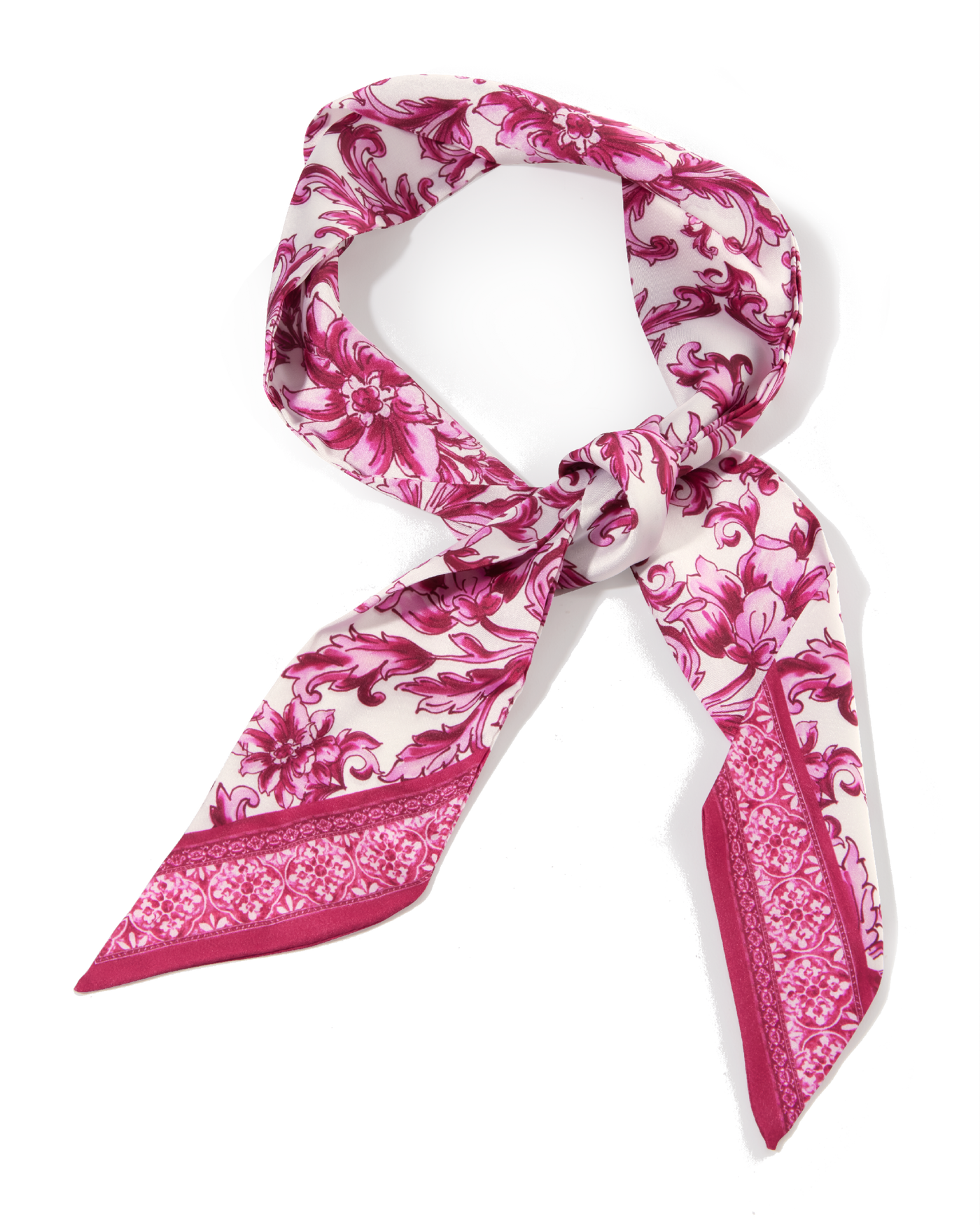Status Border Print Scarf Pink Multi