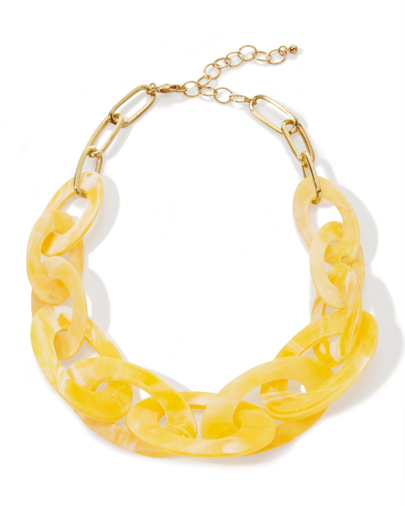 Chain & Resin Color Pop Necklace Yellow