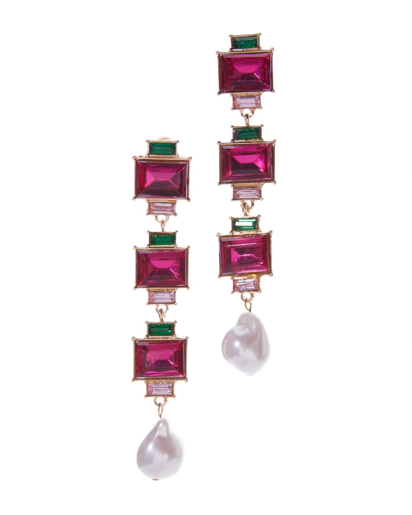Gem And Pearl Drop Earring Multi