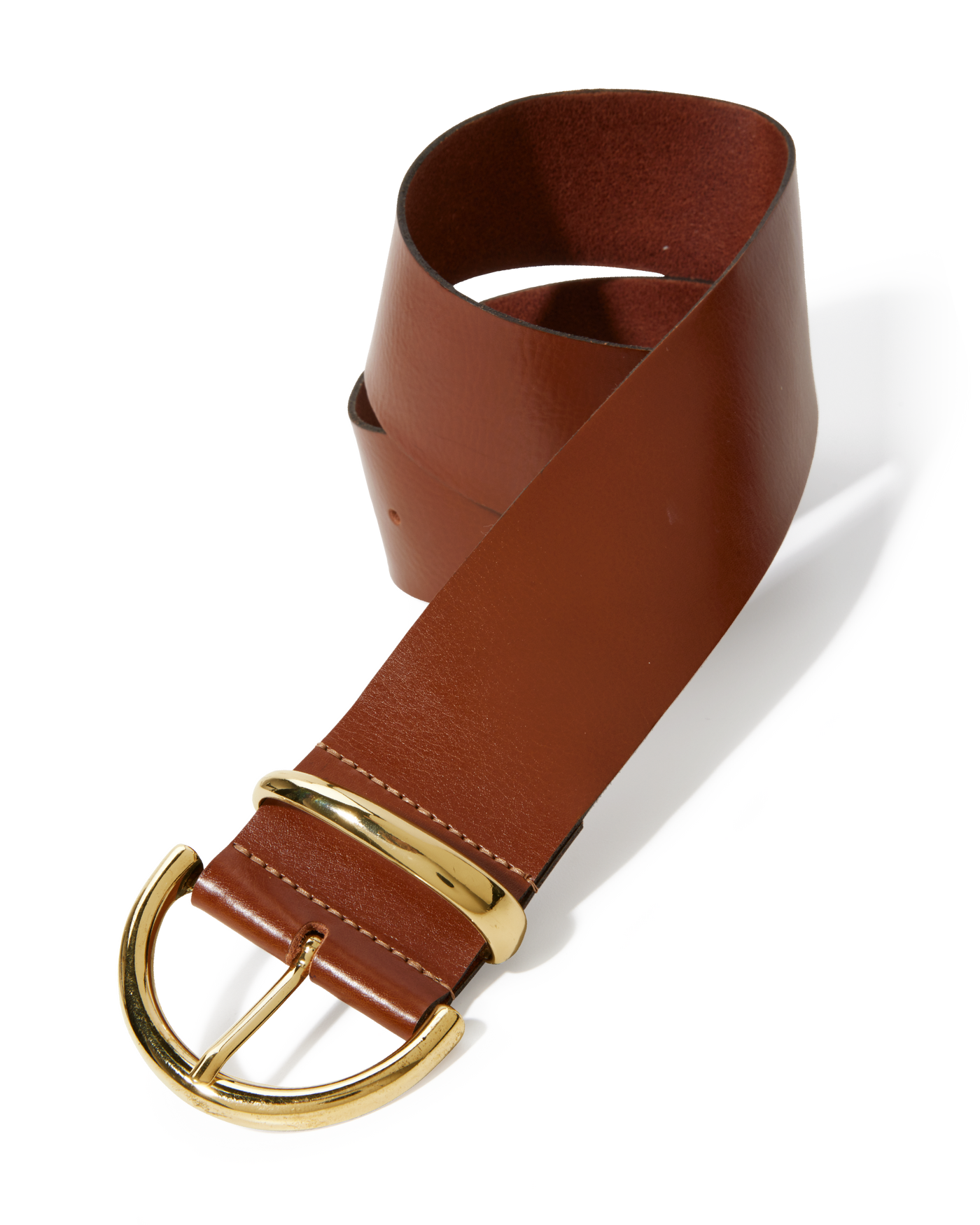 Wide Waist Leather Belt Brown