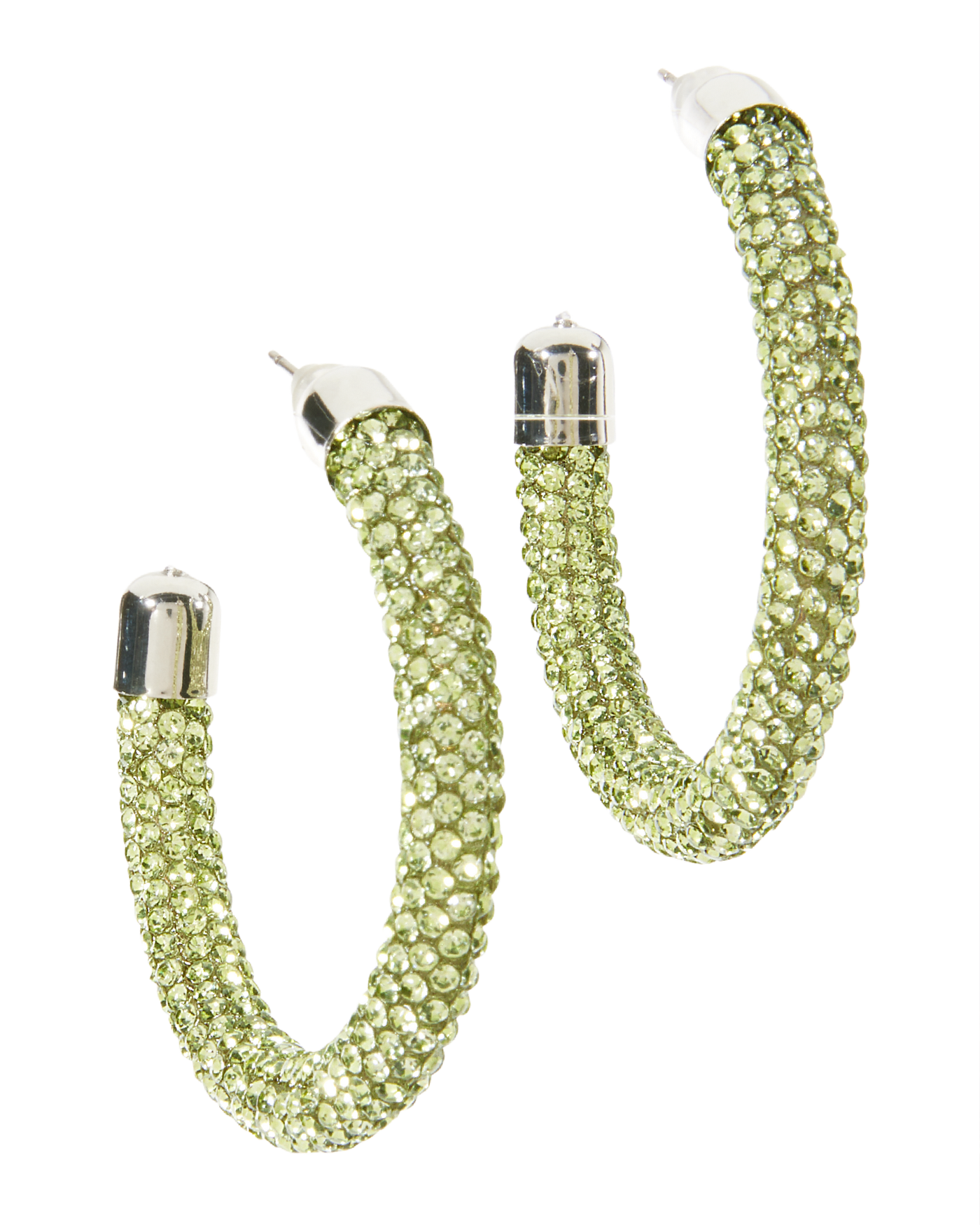Rhinestone Hoop Earring Green