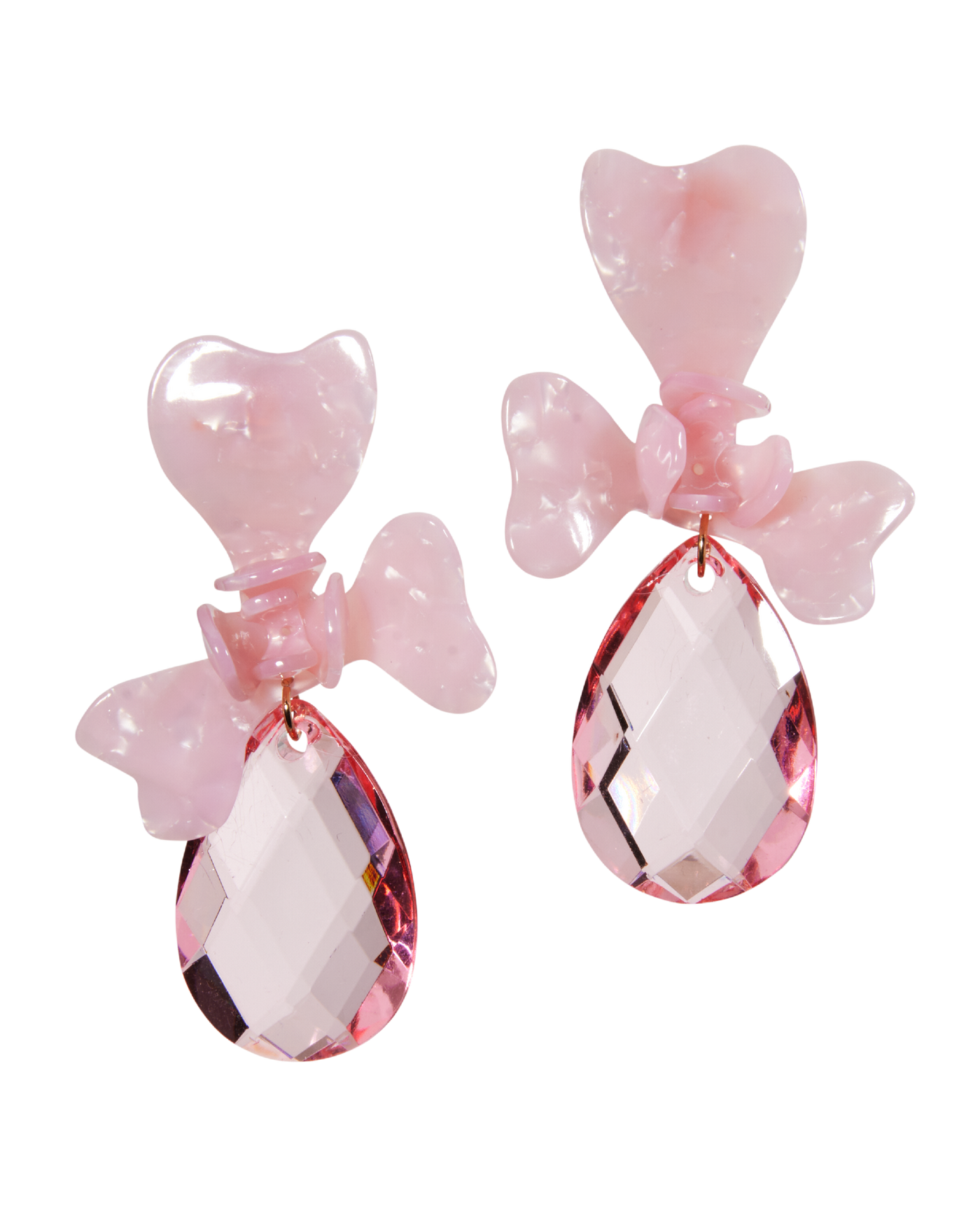 3D Floral Gem Drop Earring Pink