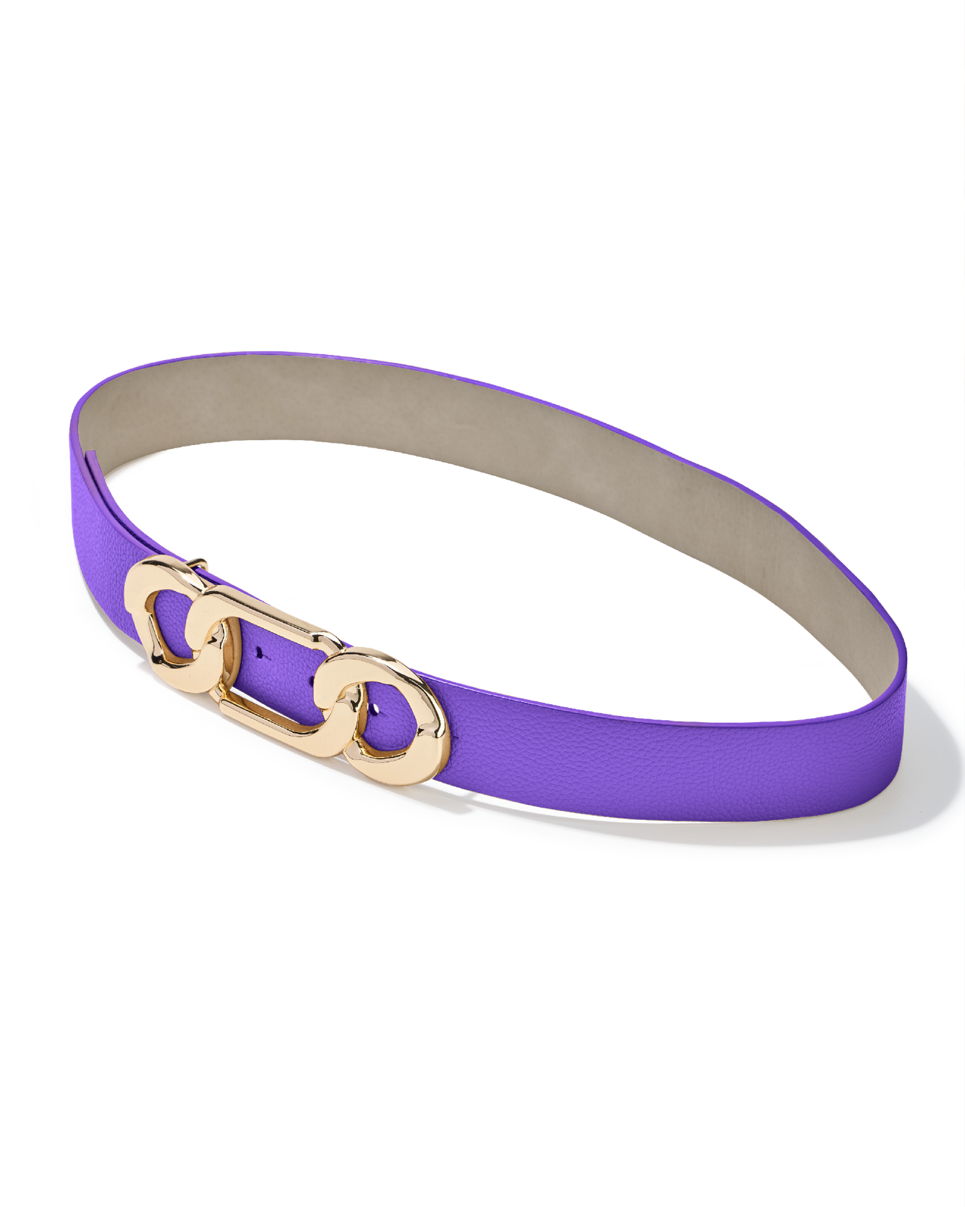 Gold Chain Link Buckle Belt Purple