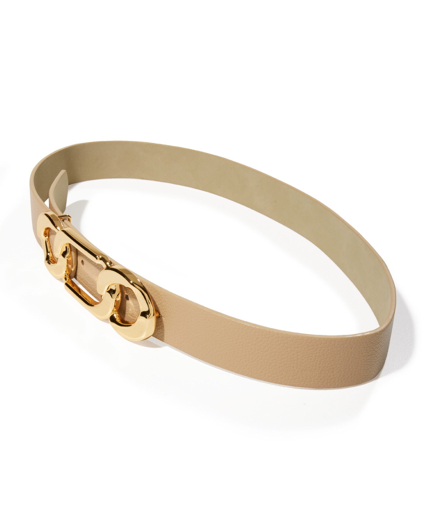 Gold Chain Link Buckle Belt Taupe