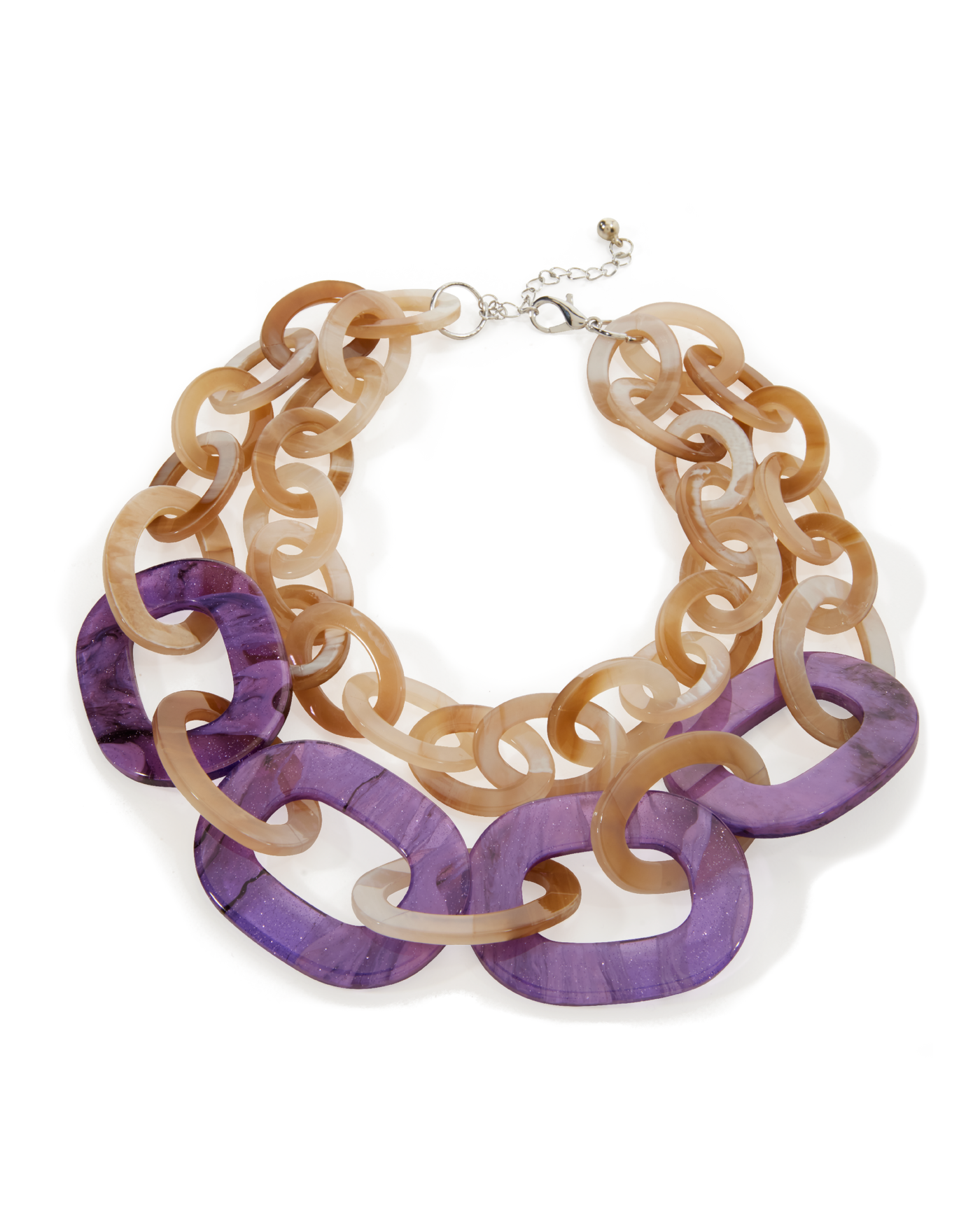 Chunky Chain Layered Necklace Purple Multi