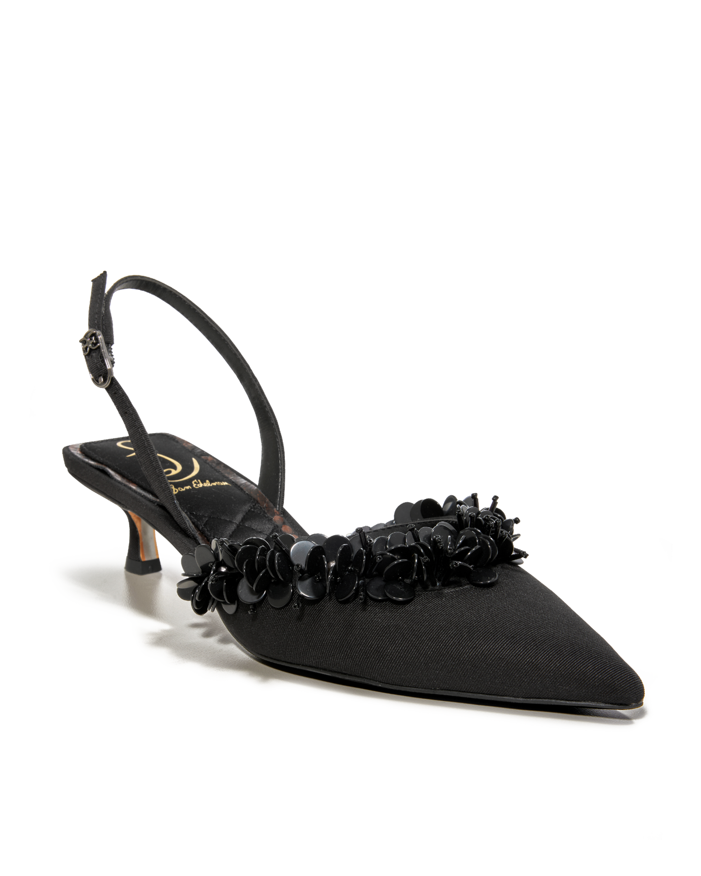 Embellished Slingback Kitten Heel Black