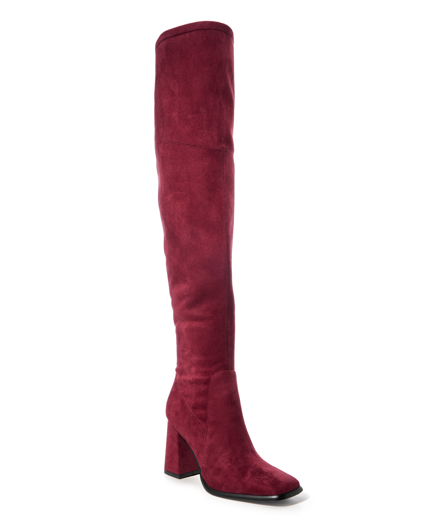 Over the Knee Square Toe Boot Wine