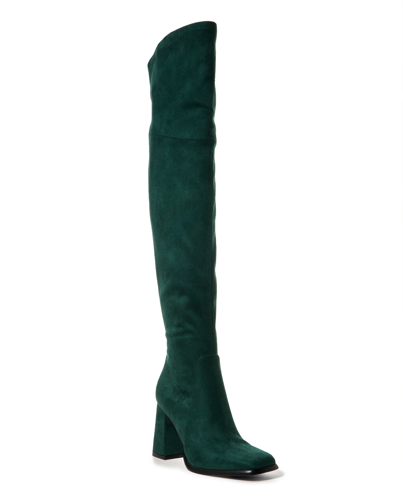 Over the Knee Square Toe Boot Emerald