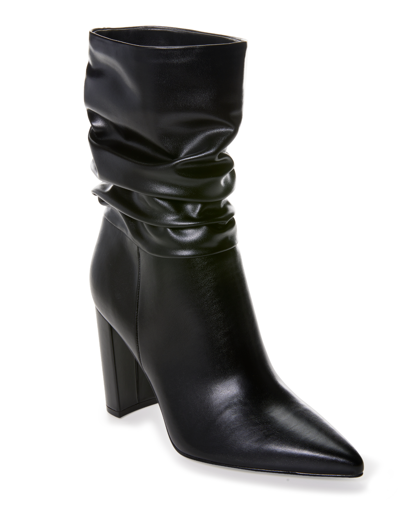 Slouchy Block Heel Boot Black