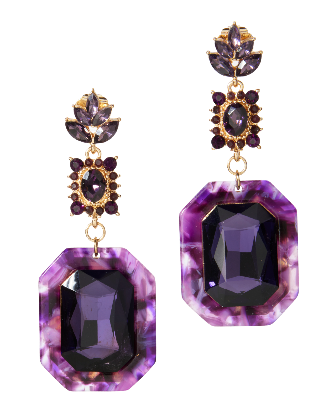 Marquise Crystal Drop Earring Purple