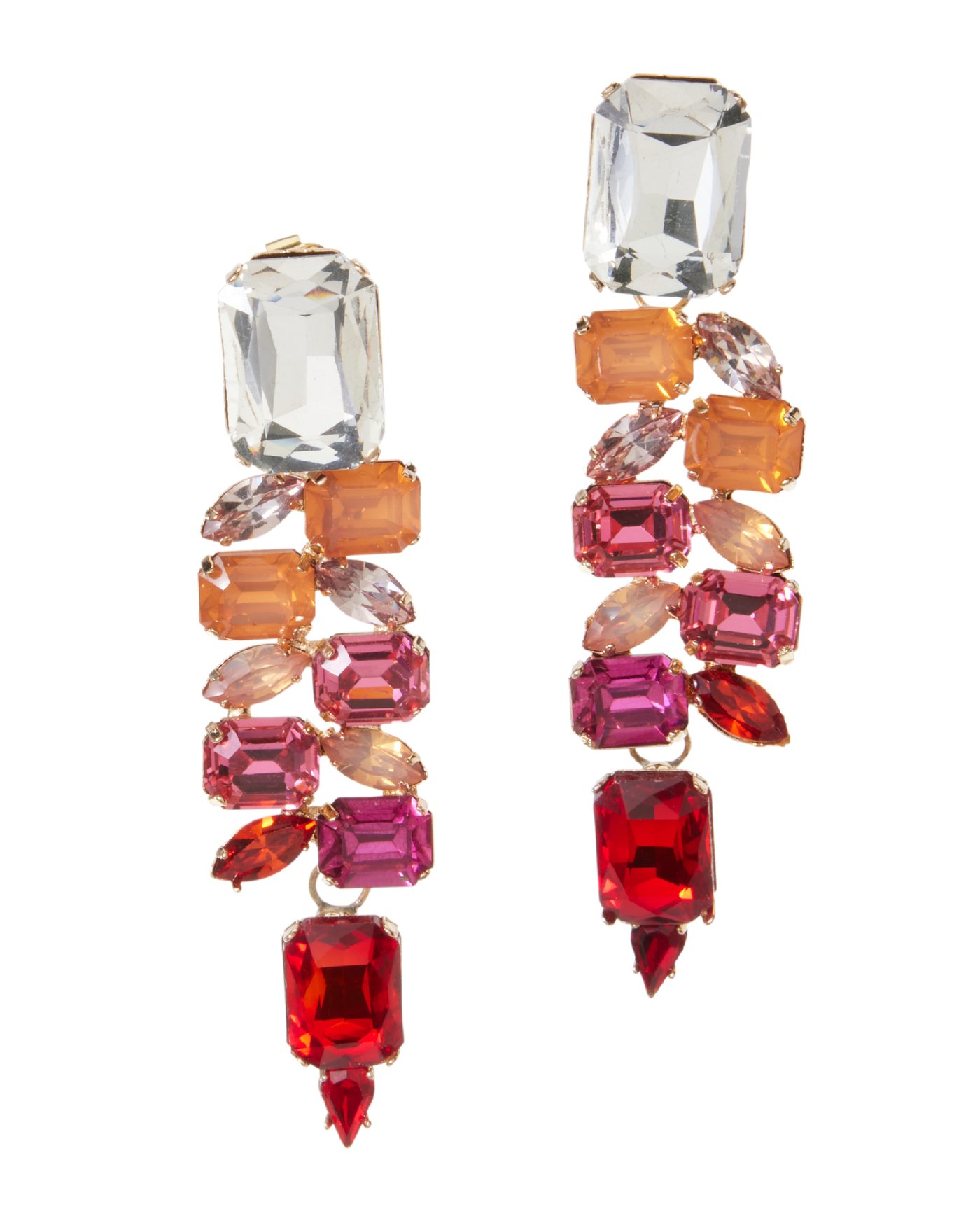 Ombre Navette Stone Drop Statement Earring Multi